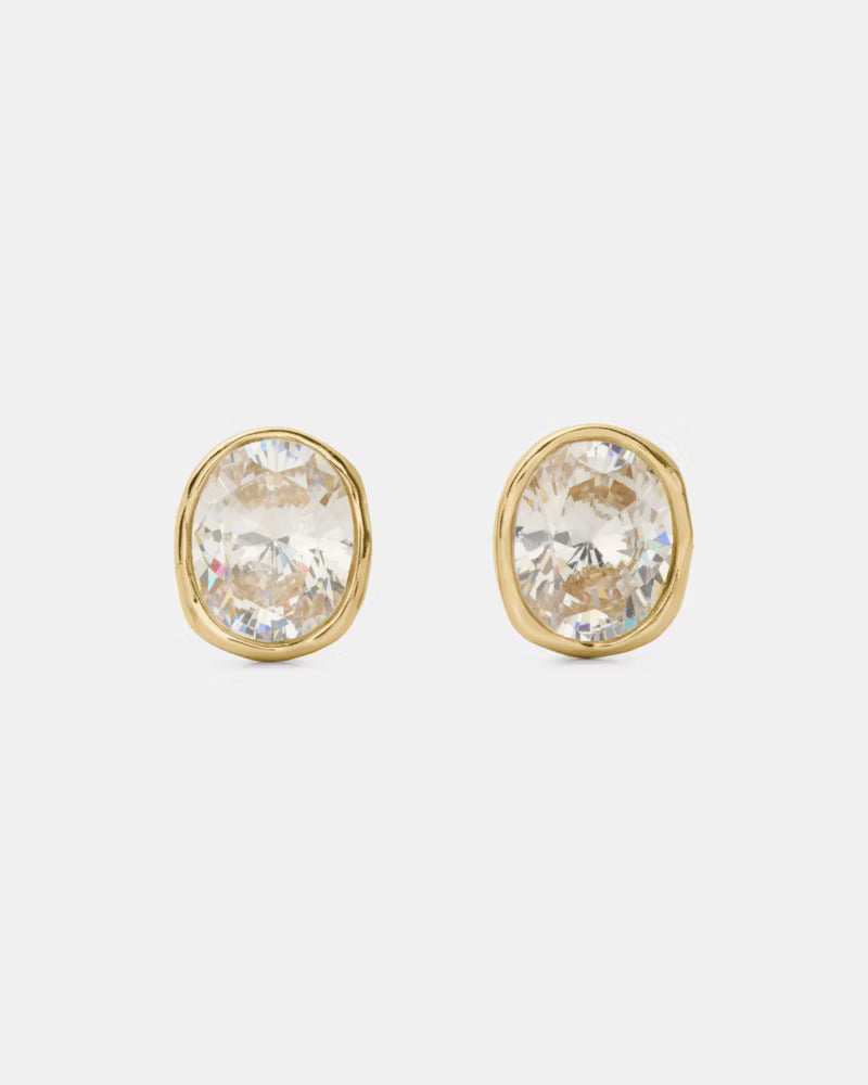 High Shine Studs Clear Gold