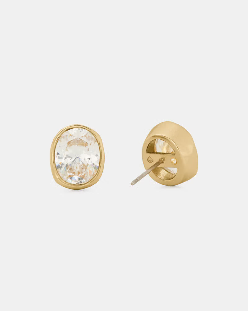 High Shine Studs Clear Gold