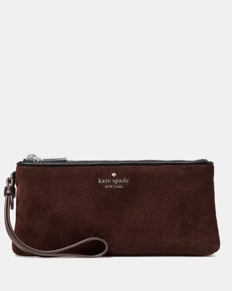 Wren Suede Wristlet Hot Fudge