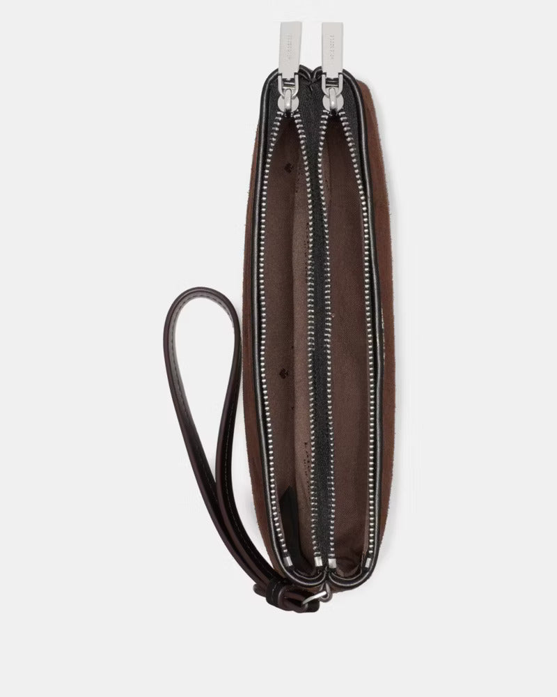 Wren Suede Wristlet Hot Fudge