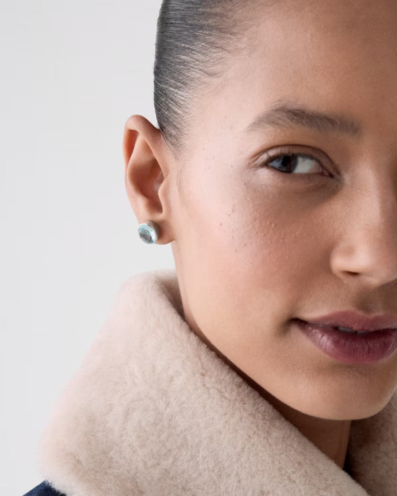 High Shine Studs Blue Silver