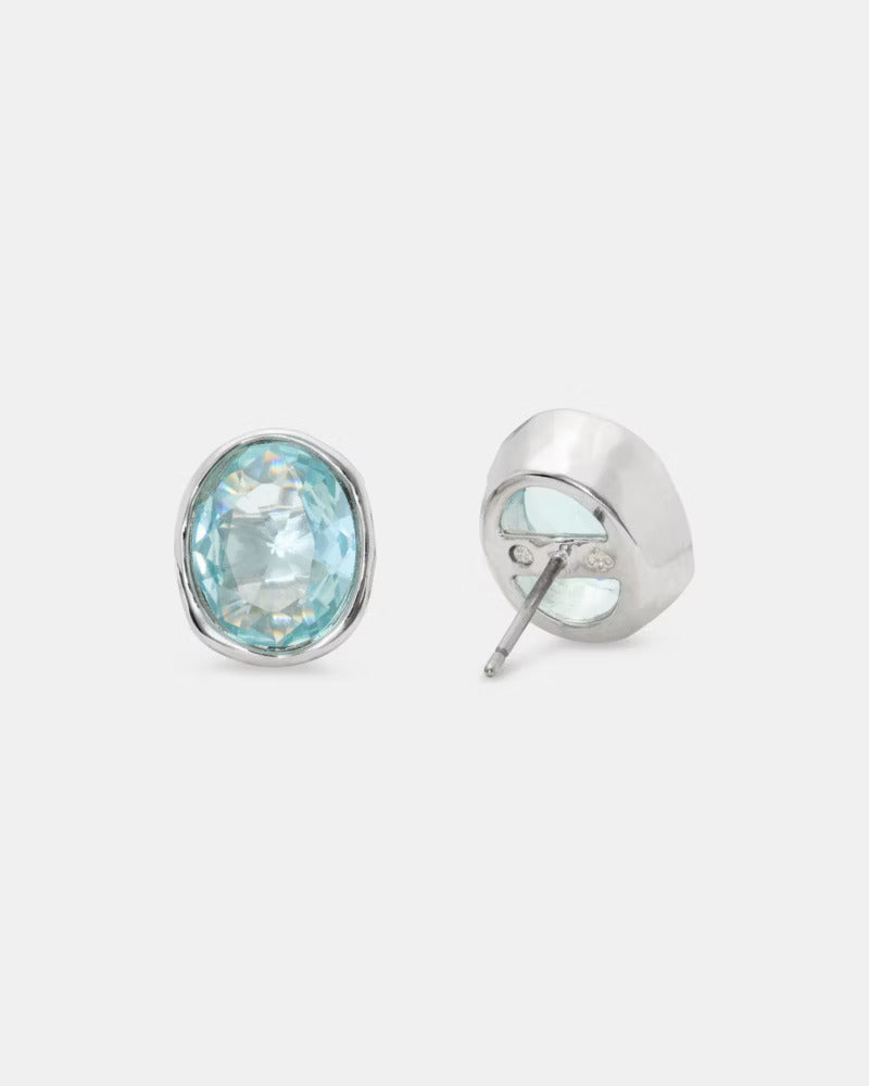 High Shine Studs Blue Silver