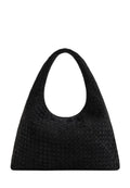 Laura Faux Suede Woven Shoulder Bag - Black