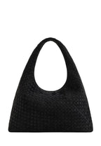 Laura Faux Suede Woven Shoulder Bag - Black