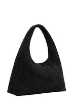 Laura Faux Suede Woven Shoulder Bag - Black