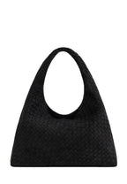 Laura Faux Suede Woven Shoulder Bag - Black