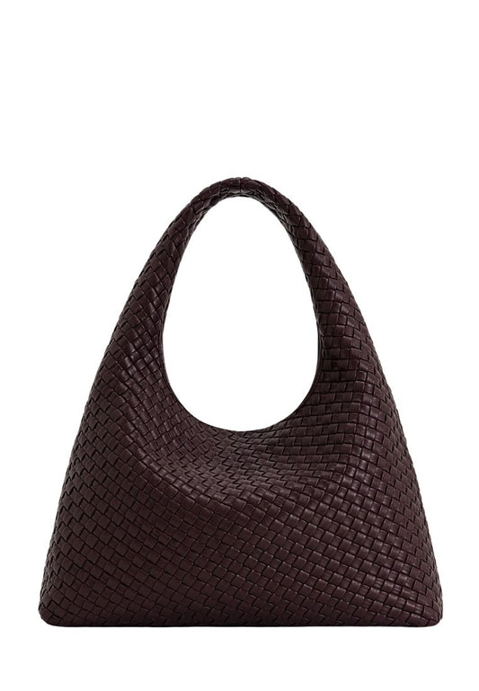 Laura Woven Shoulder Bag - Deep Burgundy
