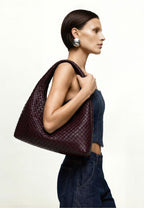 Laura Woven Shoulder Bag - Deep Burgundy