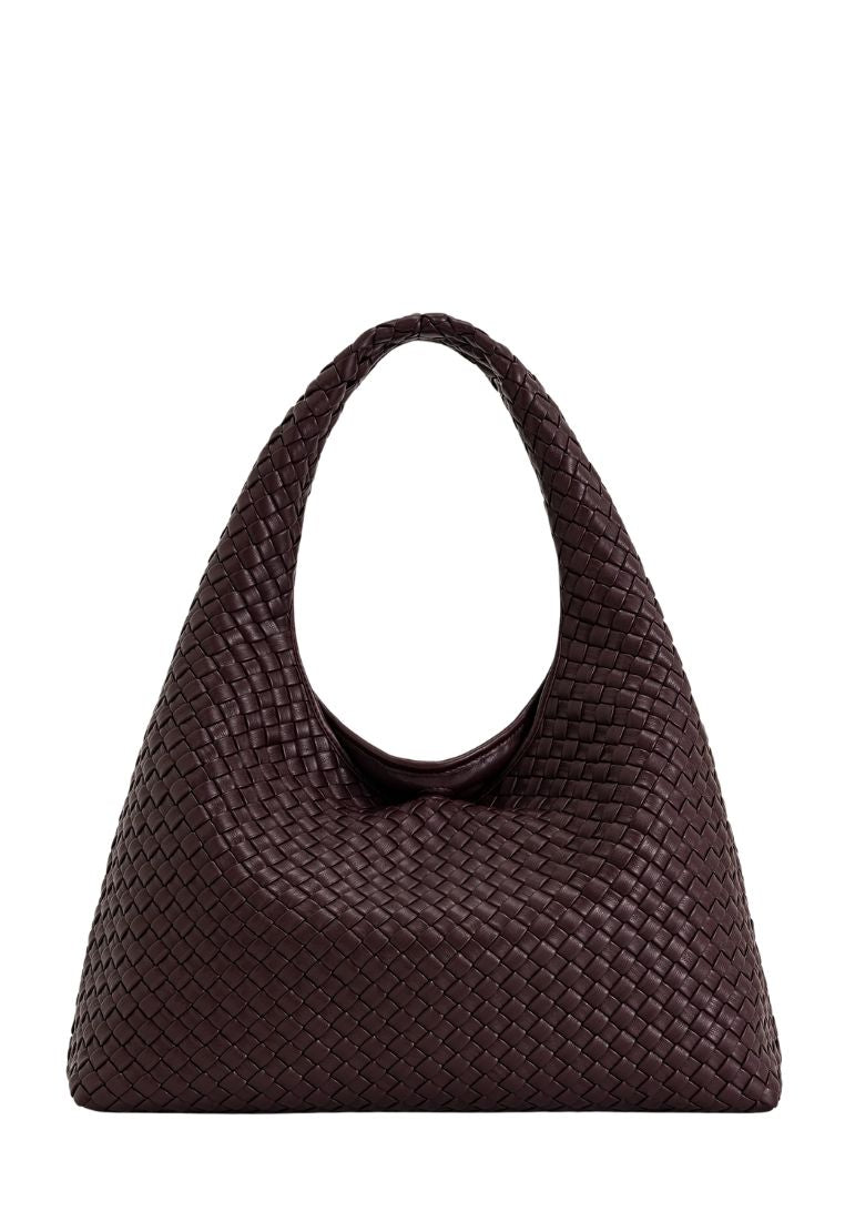 Laura Woven Shoulder Bag - Deep Burgundy