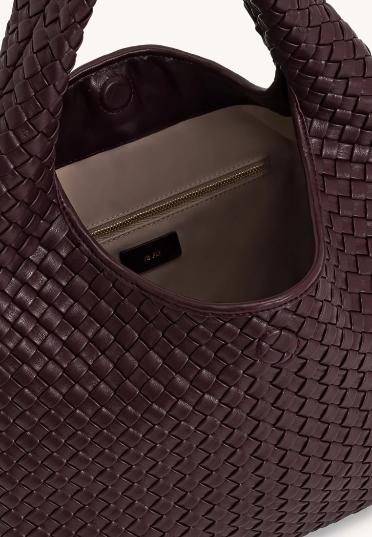 Laura Woven Shoulder Bag - Deep Burgundy