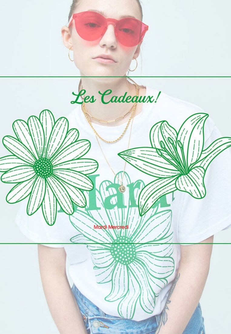 LES CADEAUX Mardi Mercredi (6 Colors)-FlowerMardi White Green