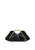 Lila Faux Croc-Effect Metal Frame Clutch - Black