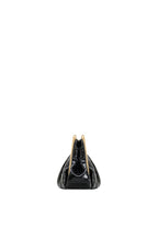 Lila Faux Croc-Effect Metal Frame Clutch - Black