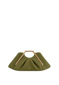 Lila Faux Suede Metal Frame Clutch - Olive Green