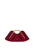 Lila Faux Suede Metal Frame Clutch - Red