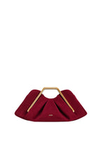 Lila Faux Suede Metal Frame Clutch - Red