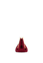 Lila Faux Suede Metal Frame Clutch - Red