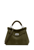 Lucia Classic Faux Suede Top Handle Bag - Dark Olive