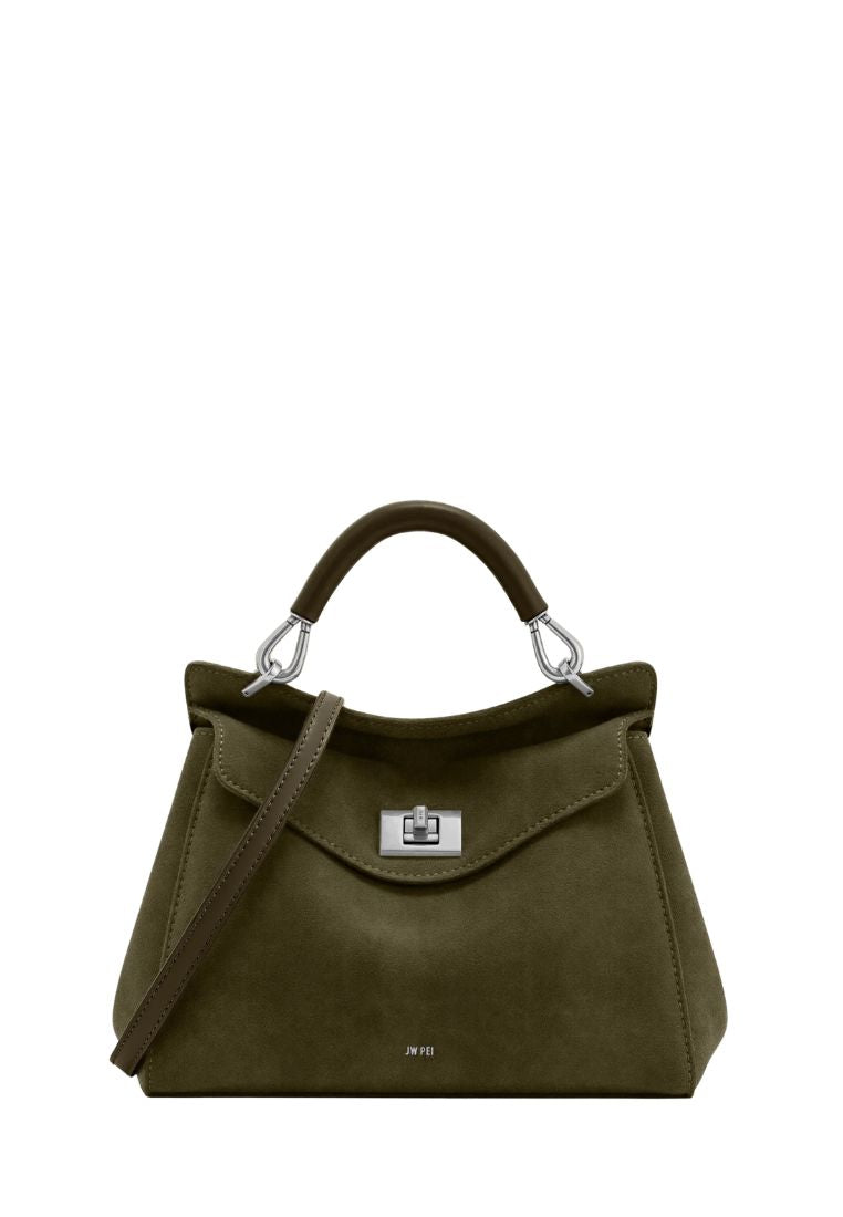 Lucia Classic Faux Suede Top Handle Bag - Dark Olive