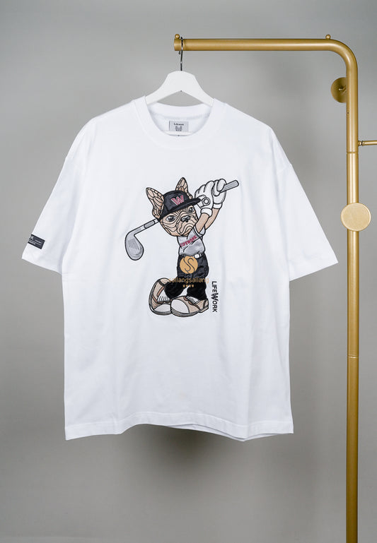 [DEFECT SALE 38] Golf Hip Dog T-Shirt White-M