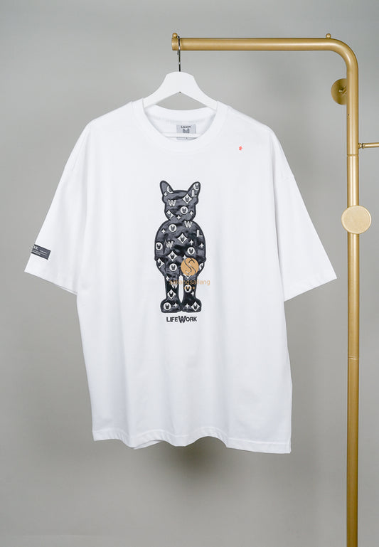 [DEFECT SALE 40] Embroidery Mono Figure T-Shirt White-L