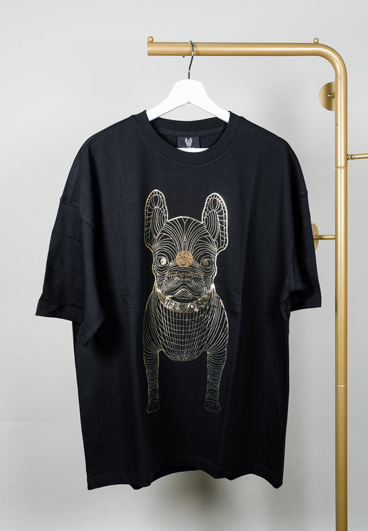 [DEFECT SALE 47] Gold Big Radog T-Shirt Pattern Black-L