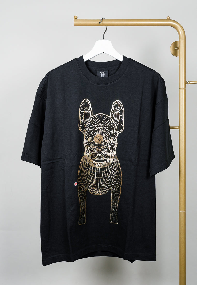 [DEFECT SALE 48] Gold Big Radog T-Shirt Pattern Black-S