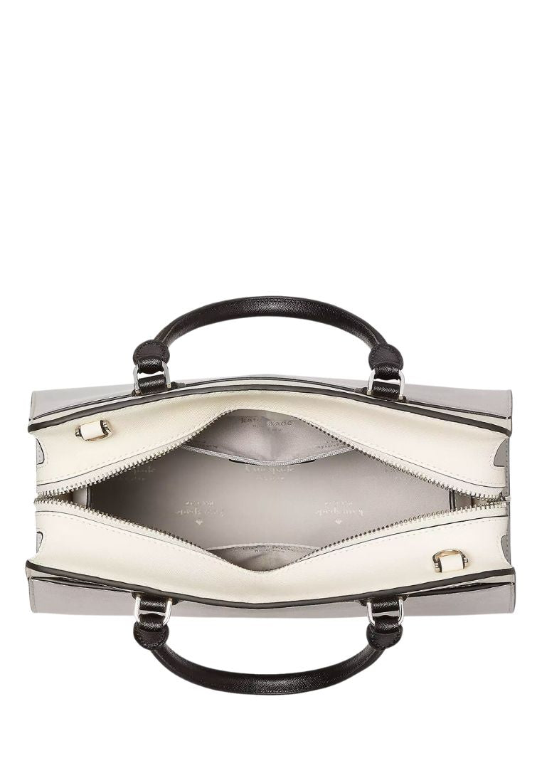 Madison Colorblock Saffiano Leather Medium Satchel Platinum Grey Multi
