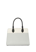 Madison Colorblock Saffiano Leather Medium Satchel Platinum Grey Multi