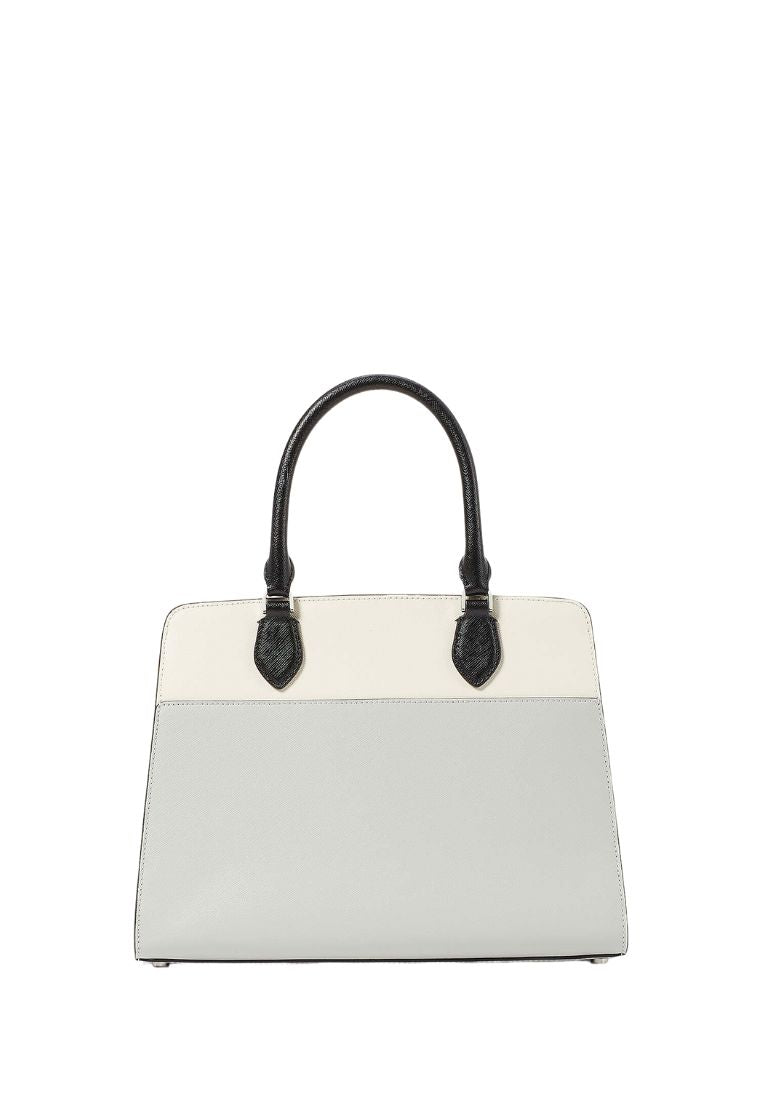 Madison Colorblock Saffiano Leather Medium Satchel Platinum Grey Multi