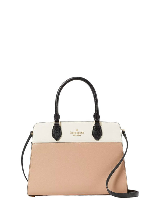 Madison Colorblock Saffiano Leather Medium Satchel Toasted Hazelnut Multi