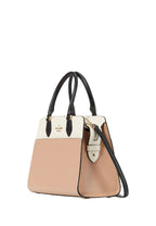 Madison Colorblock Saffiano Leather Medium Satchel Toasted Hazelnut Multi