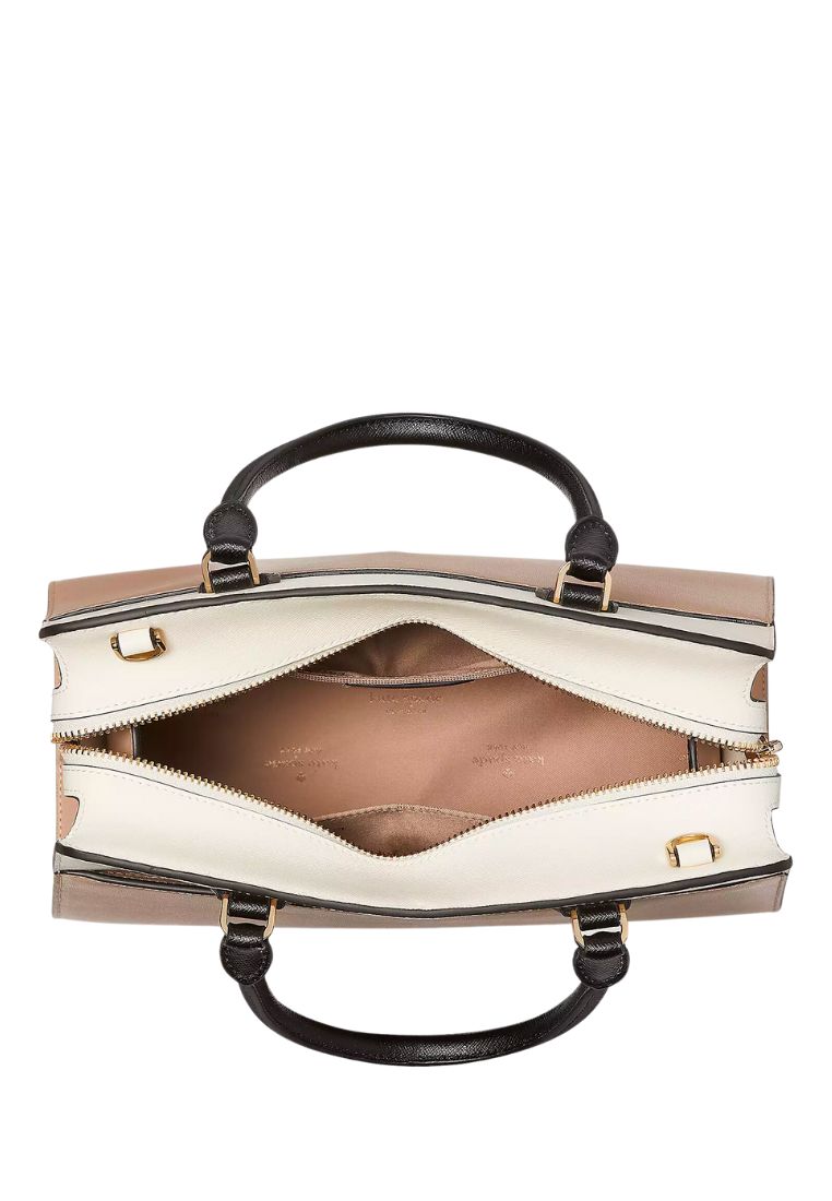 Madison Colorblock Saffiano Leather Medium Satchel Toasted Hazelnut Multi