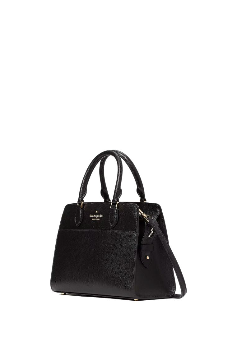 Madison Saffiano Leather Small Satchel Black