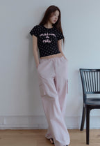Maison De Rola Embroidery Dot T-Shirt Black