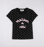 Maison De Rola Embroidery Dot T-Shirt Black