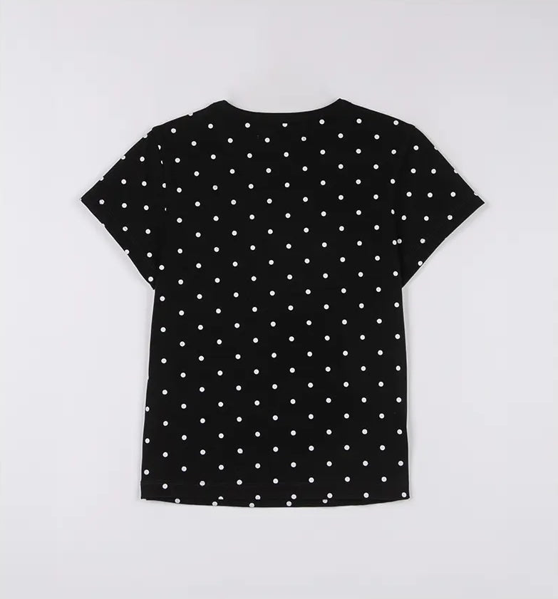 Maison De Rola Embroidery Dot T-Shirt Black