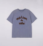 Maison De Rola Embroidery Pigment Loose Fit T-Shirt Blue