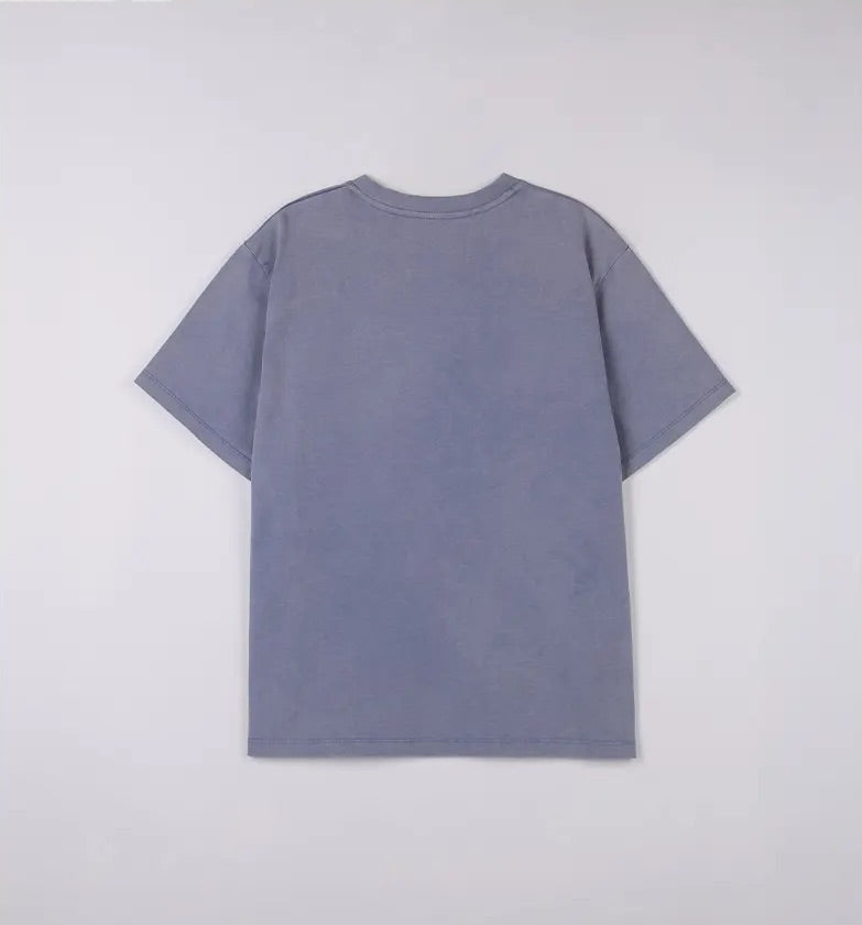 Maison De Rola Embroidery Pigment Loose Fit T-Shirt Blue