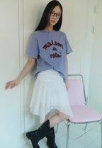 Maison De Rola Embroidery Pigment Loose Fit T-Shirt Blue