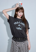 Maison De Rola Embroidery Pigment Loose Fit T-Shirt Charcoal