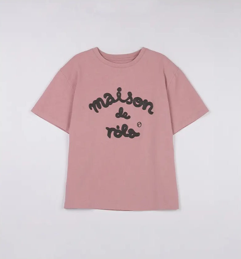 Maison De Rola Embroidery Pigment Loose Fit T-Shirt I/Pink