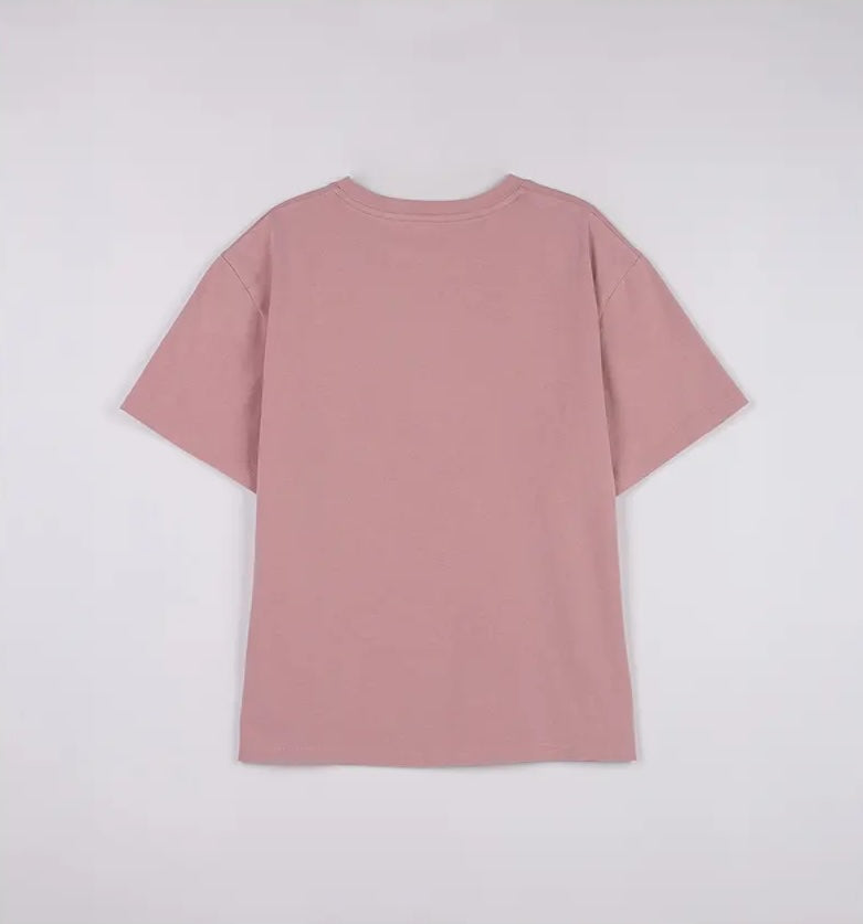 Maison De Rola Embroidery Pigment Loose Fit T-Shirt I/Pink