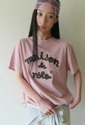 Maison De Rola Embroidery Pigment Loose Fit T-Shirt I/Pink