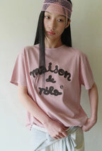 Maison De Rola Embroidery Pigment Loose Fit T-Shirt I/Pink