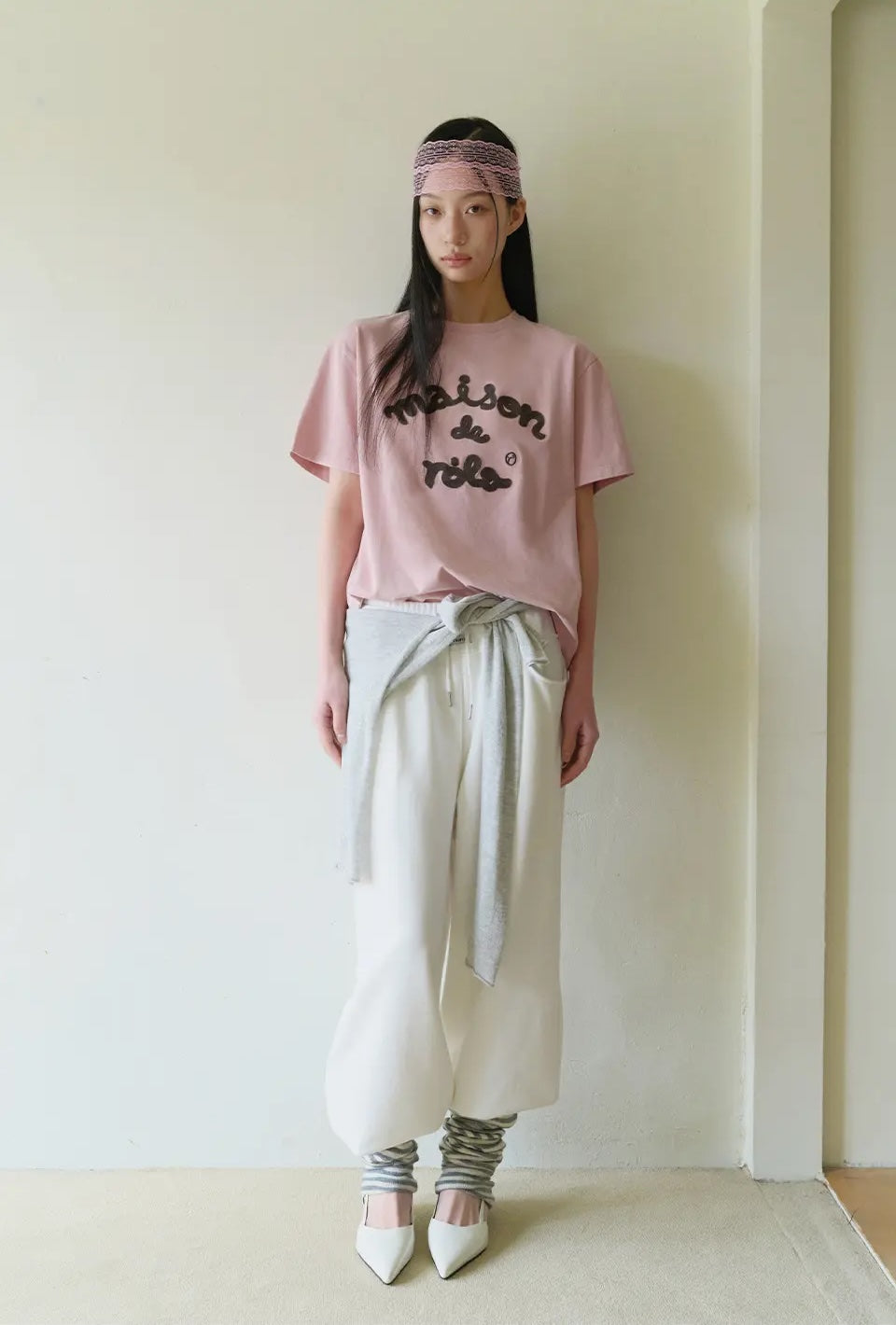 Maison De Rola Embroidery Pigment Loose Fit T-Shirt I/Pink