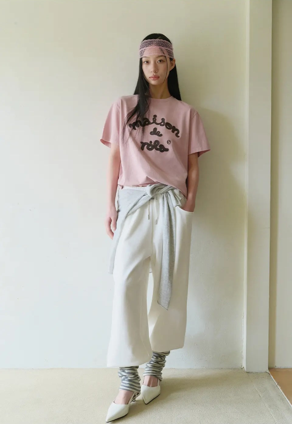 Maison De Rola Embroidery Pigment Loose Fit T-Shirt I/Pink