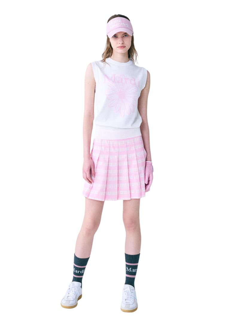 Mardi Flower Sleeveless Knit Top Ivory Pink