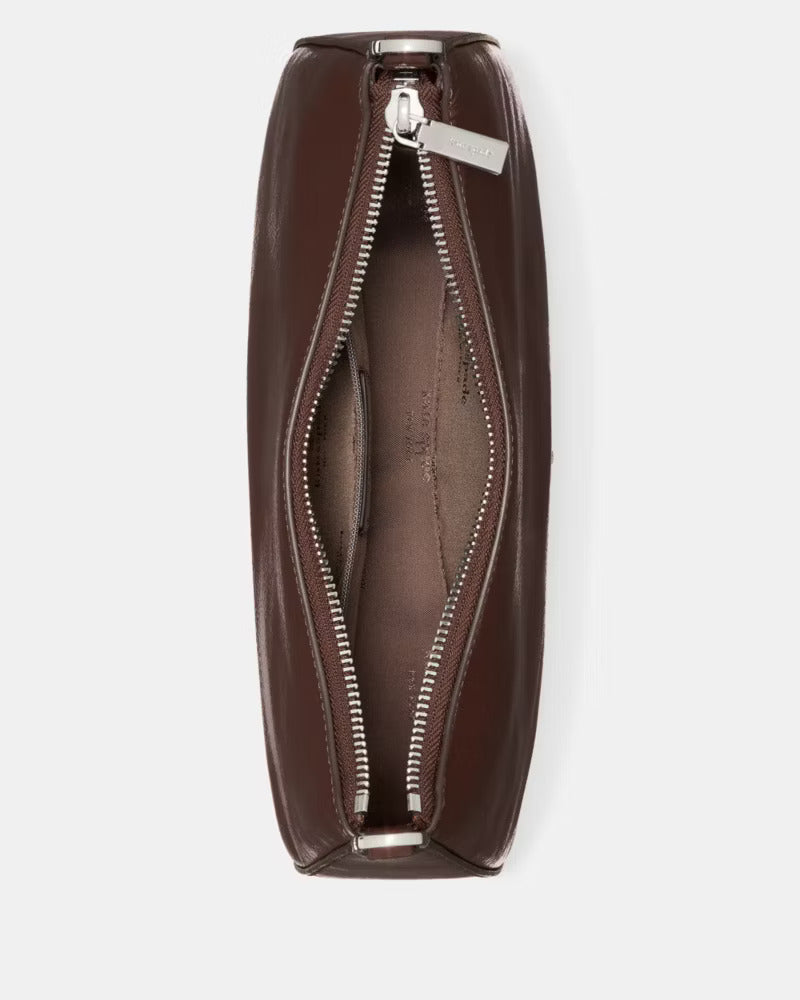 Margot Shiny Leather Shoulder Bag Hot Fudge