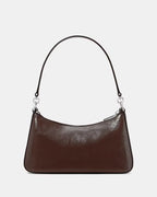 Margot Shiny Leather Shoulder Bag Hot Fudge
